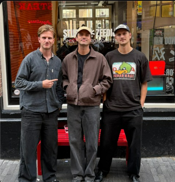 Redleg and Klub Analog outside Studio Zeedijk